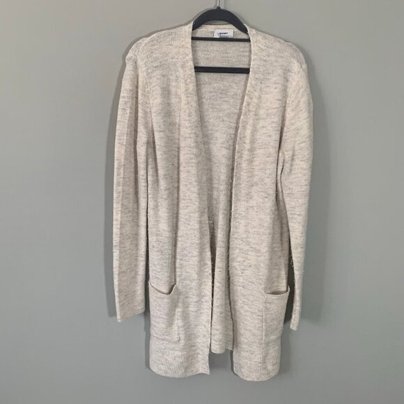 Old Navy light gray long sleeve tunic duster length open front cardigan sweater - Picture 1 of 10
